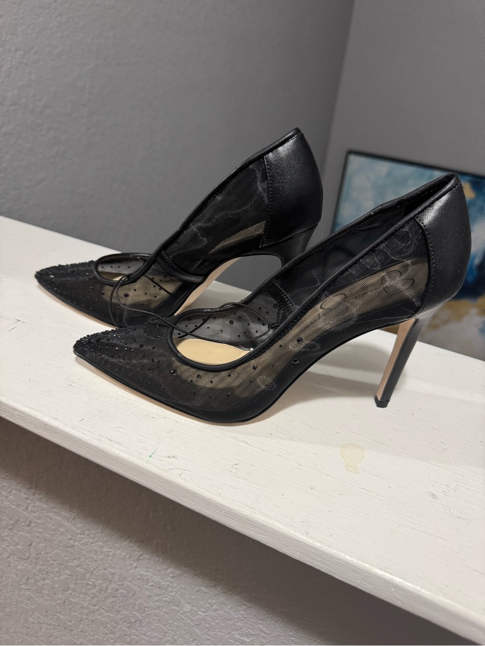 Jessica Simpson Black Sheer Pointed-Toe Stiletto Pumps